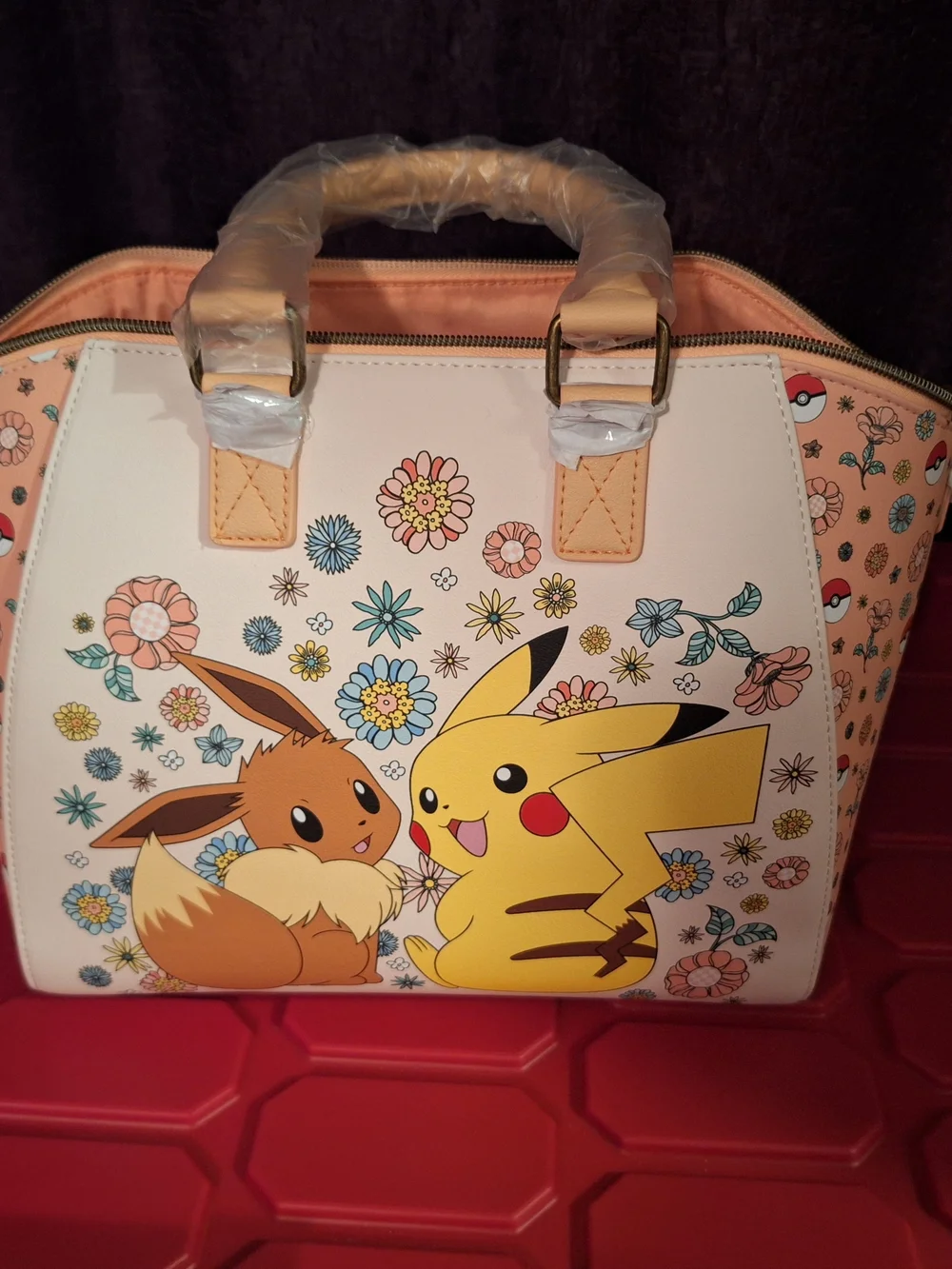 Loungefly Yellow Pikachu & Brown Eevee Floral Satchel
